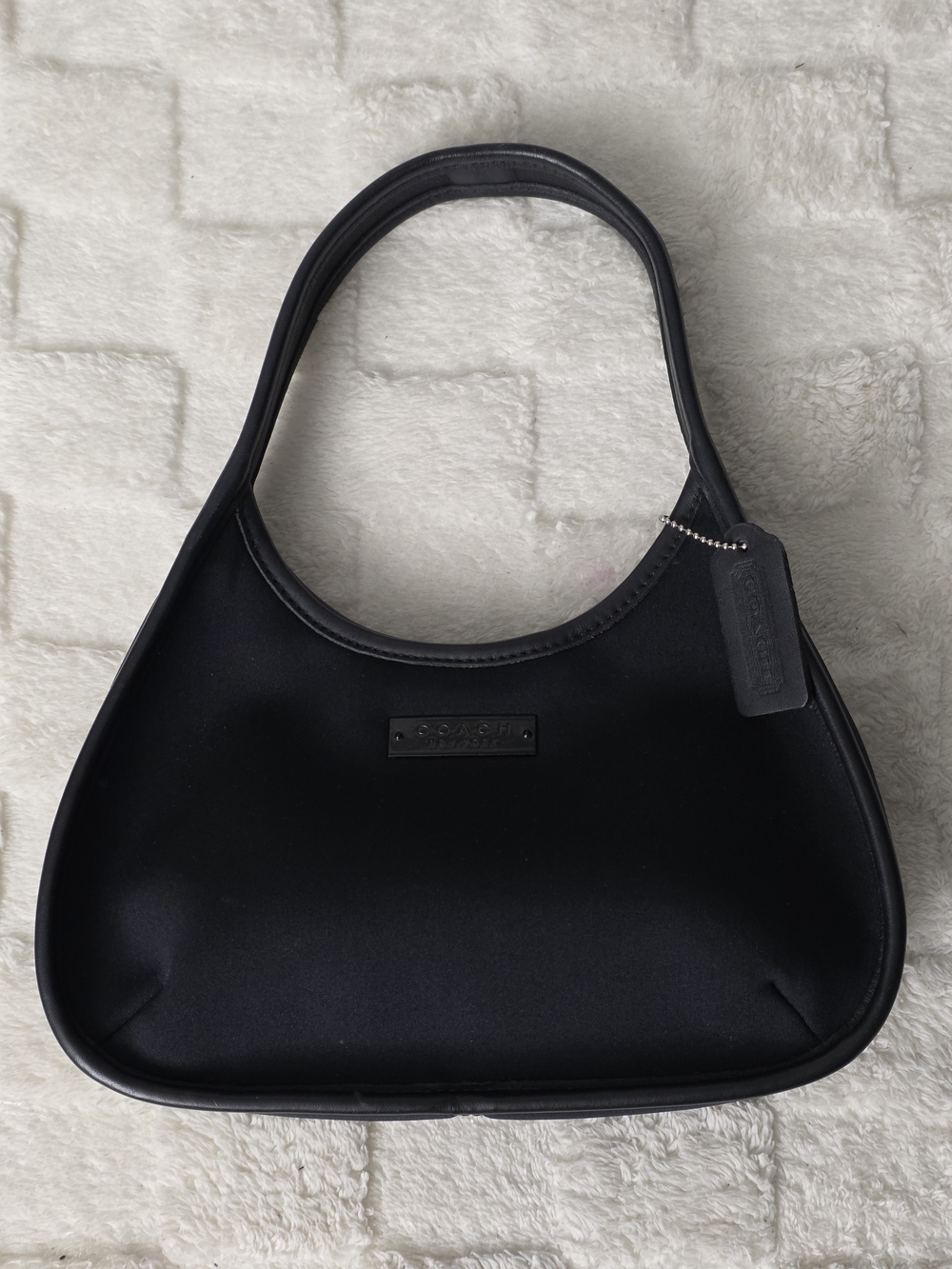 VINTAGE COACH MINI ERGO SHOULDER BAG NEOPRENE + LEATHER TRIM IN BLACK (#6202)